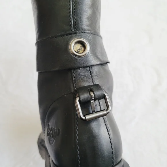 Dr. Martens Triumph Dark Green Combat Foldover Boots with Ribbon Laces Size 8 - Picture 6 of 14